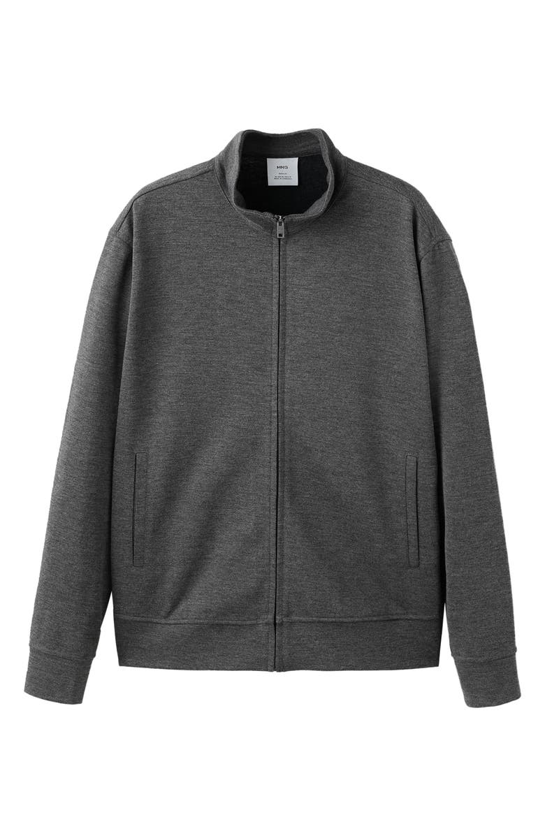 MANGO Regular Fit Zip Jacket, Alternate, color, Dark Heather Grey