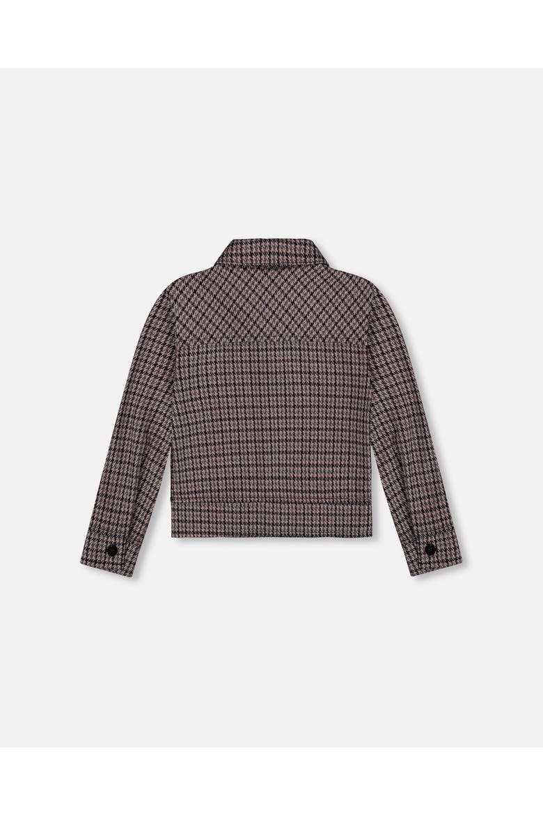 Jacquard Knit Jacket with Houndstooth, Alternate, color, Black and Houndstooth