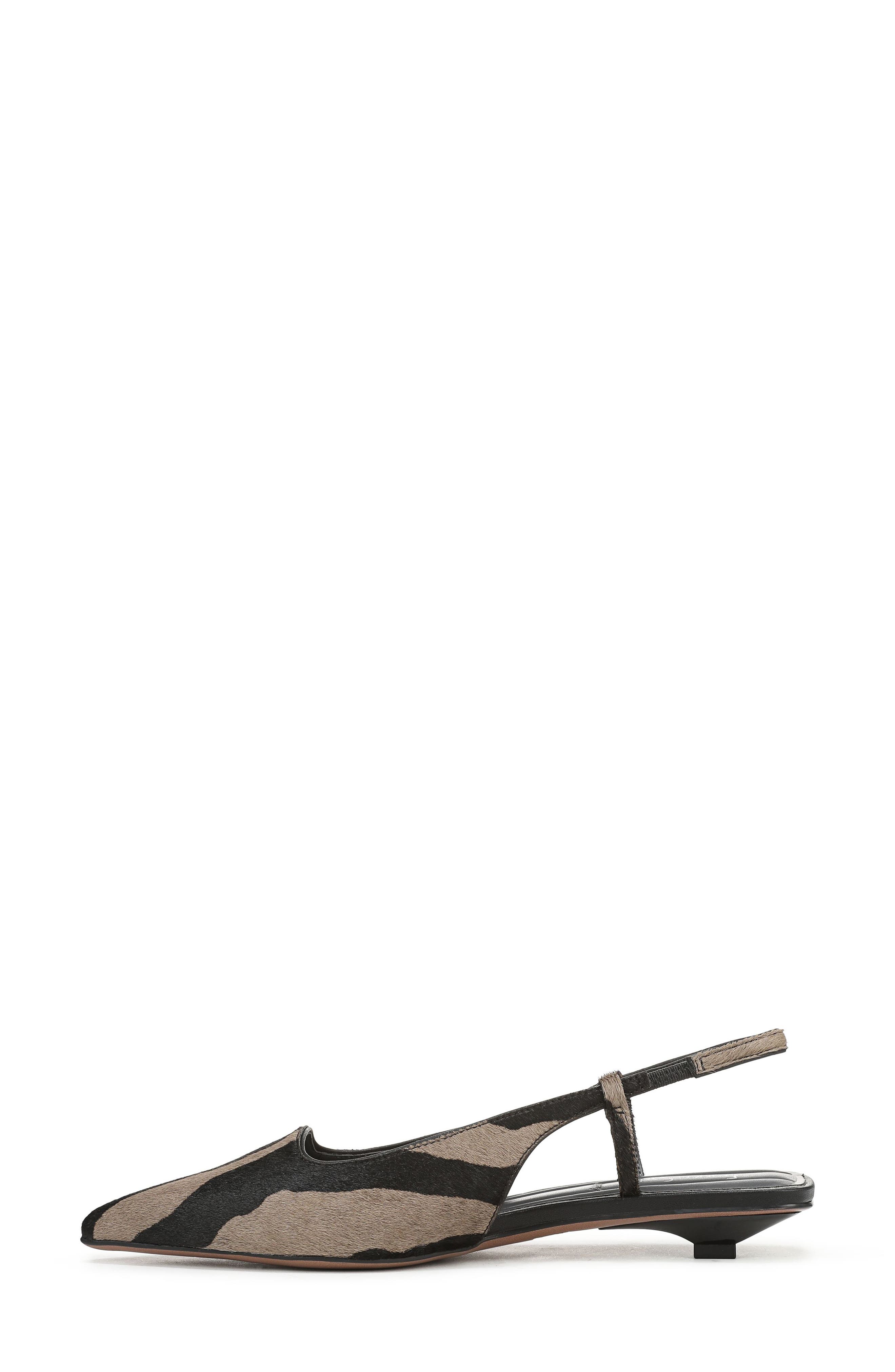 Franco Sarto Palmira Slingback Genuine Calf Hair Pointed Toe Flat, Alternate, color, Mocha Grey