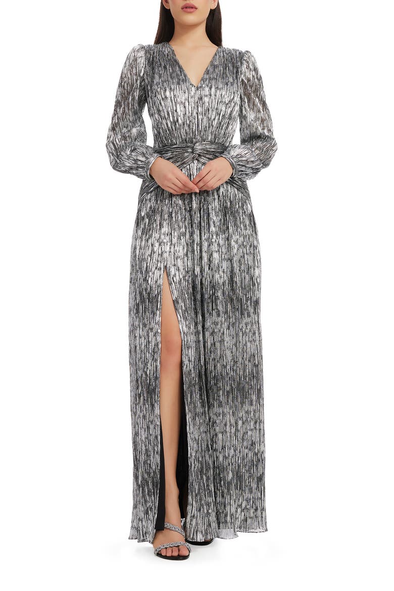 Cia Metallic Long Sleeve Dress, Alternate, color, BLACK-SILVER