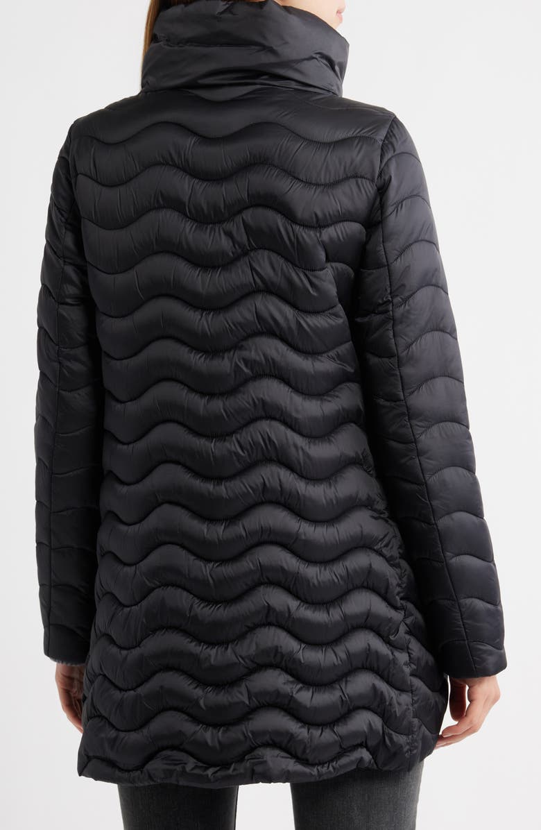 Save The Duck Livette Wavy Quilted Water Repellent Puffer Jacket, Alternate, color, Black