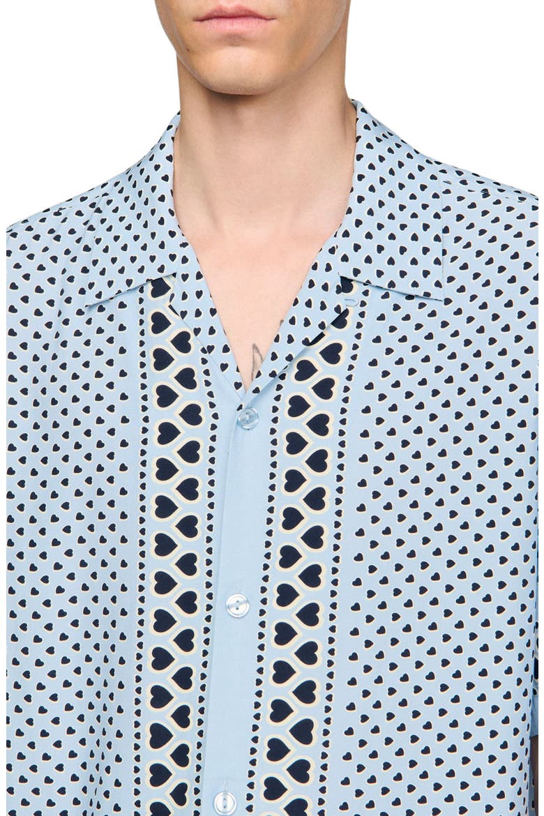 Heart motif flowing shirt, Alternate, color, Sky blue