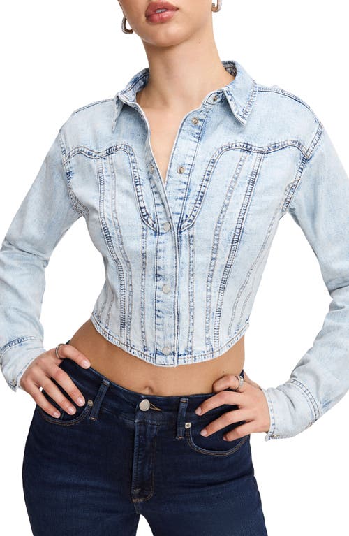 GOOD AMERICAN GOOD AMERICAN DOLLY DENIM CORSET SHIRT