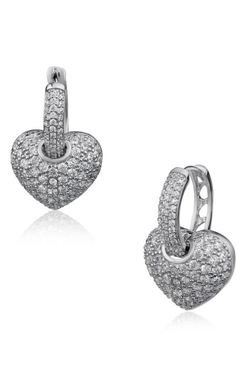 Pavè Heart Huggie Hoop Earrings