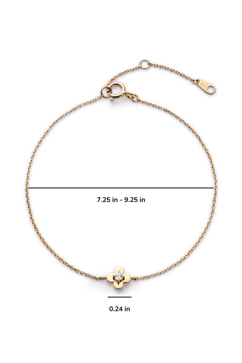 Solid Yellow Gold - Mini Flower Bracelet, Alternate, color, Diamond