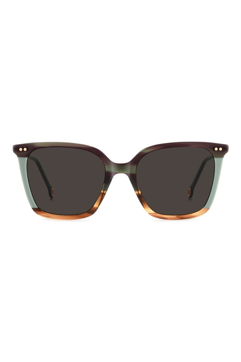 53mm Square Sunglasses, Main, color, STRIPED GREEN BROWN/ GREY