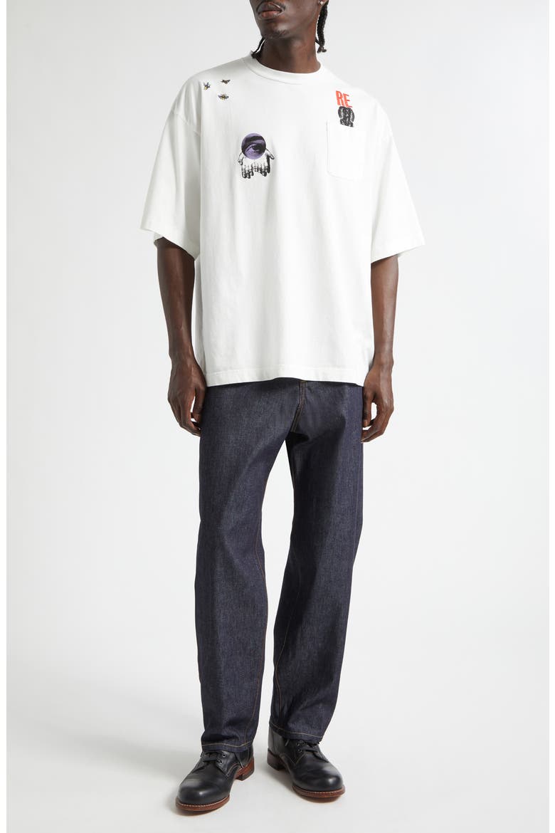 Embroidered Graphic Straight Leg Jeans, Alternate, color, INDIGO