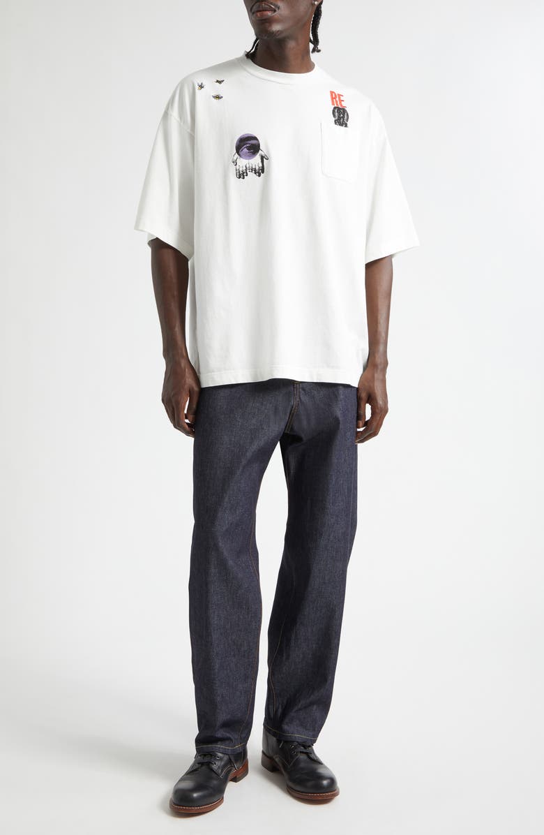 Undercover Embroidered Graphic Straight Leg Jeans, Alternate, color, Indigo