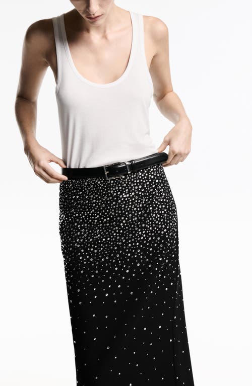 Mango Jess Rhinestone Embellished Midi Skirt In Black
