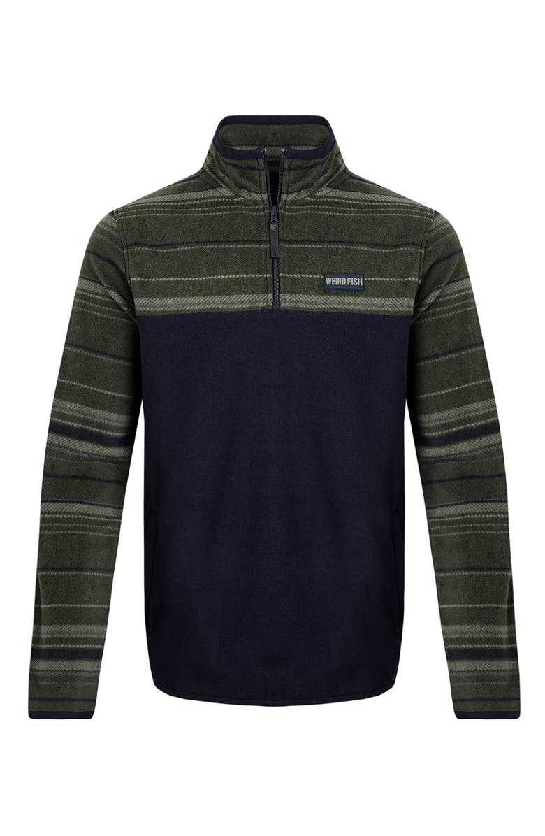 Weird Fish Gilbert 1/4 Zip Striped Microfleece, Alternate, color, Fir Green