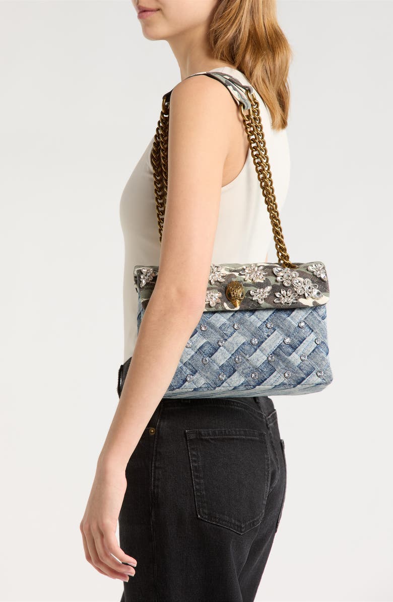 Kurt Geiger London Kensington Crystal Denim Convertible Shoulder Bag, Alternate, color, Denim Multi