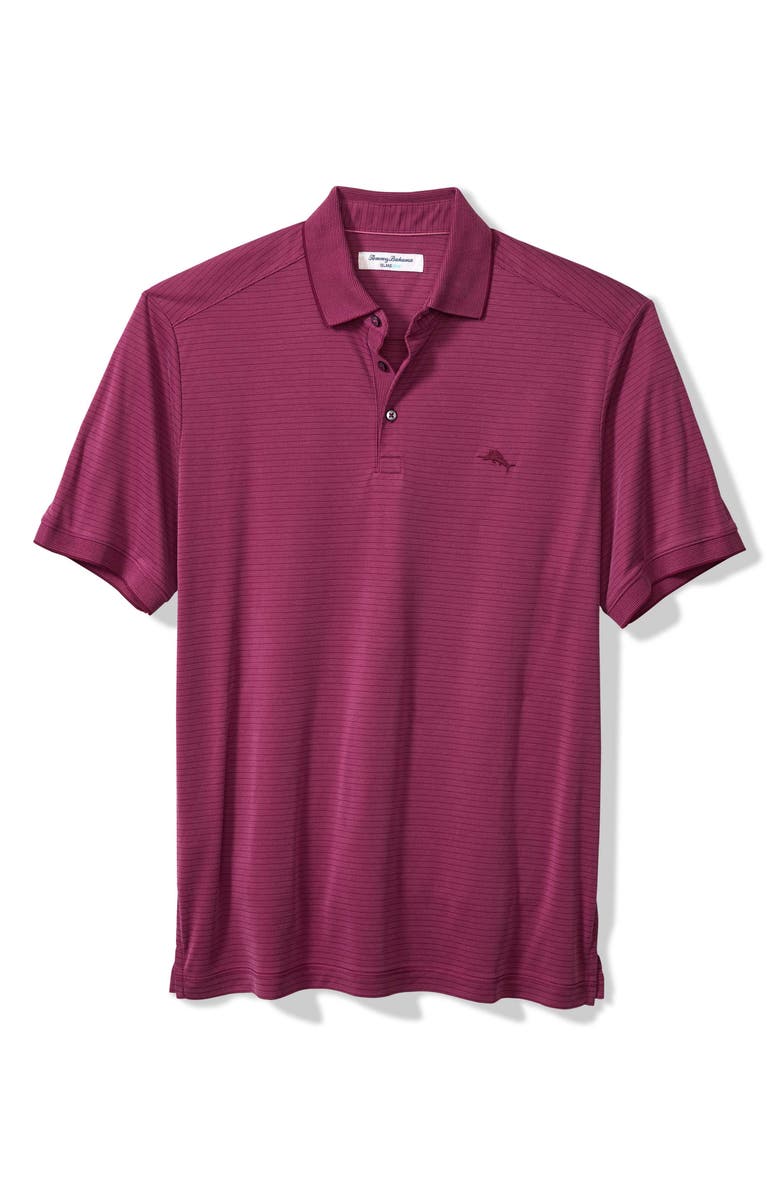 Tommy Bahama Bay Stripe IslandZone<sup>®</sup> Performance Polo, Main, color, Purple Potion