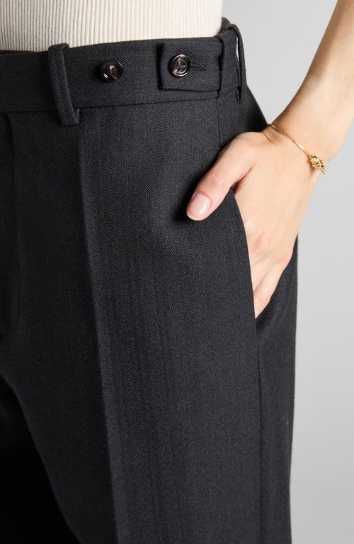 Bottega Veneta Stripe Wool Twill Straight Leg Pants In 1292 Black/dark Blue