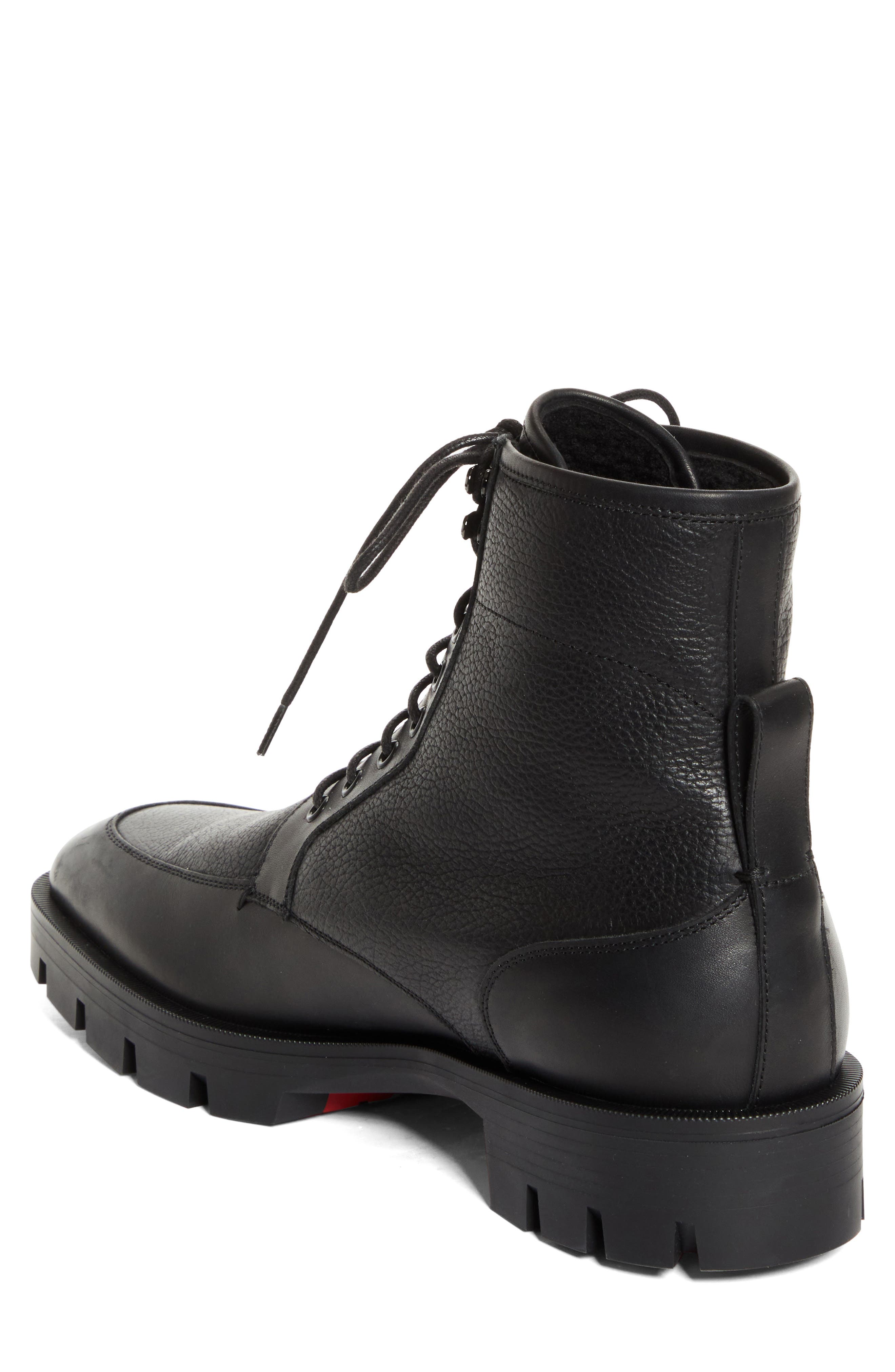 Christian Louboutin Caracolo Lion Leather Boot, Alternate, color, Black