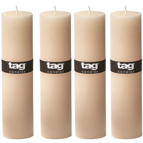 Chapel Ivory Pillar Candles Unscented Long Burning Set of 4