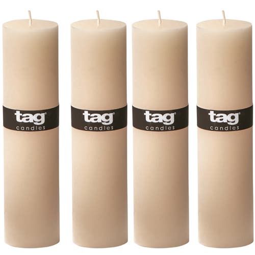 Tag Chapel Ivory Pillar Candles Unscented Long Burning Set Of 4 In Neutral