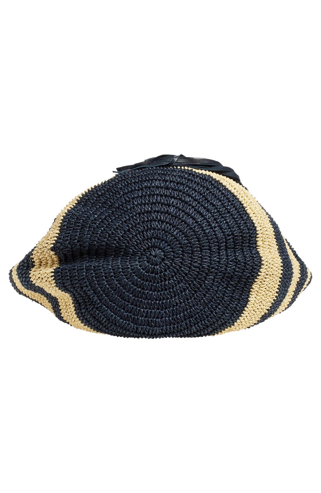 Stripe Crochet Straw Shoulder Bag, Alternate, color, NAVY STRIPE