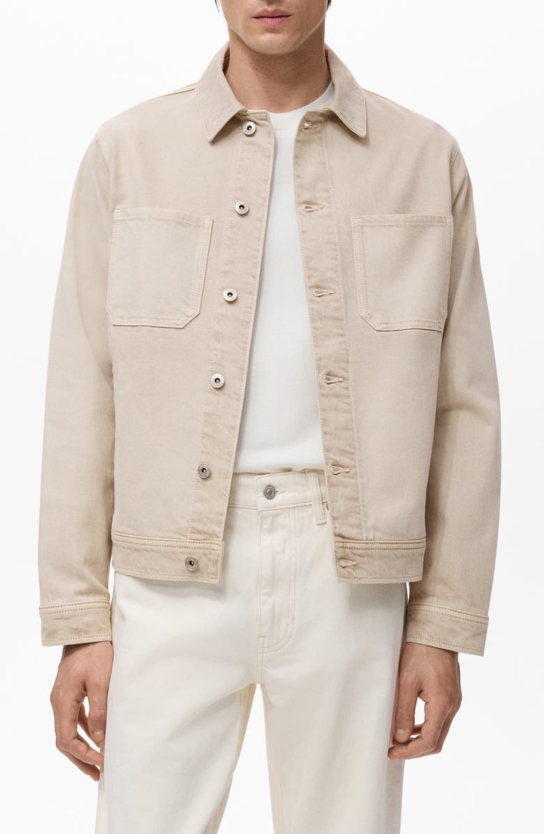 MANGO Slim Fit Denim Workwear Jacket, Main, color, Sand