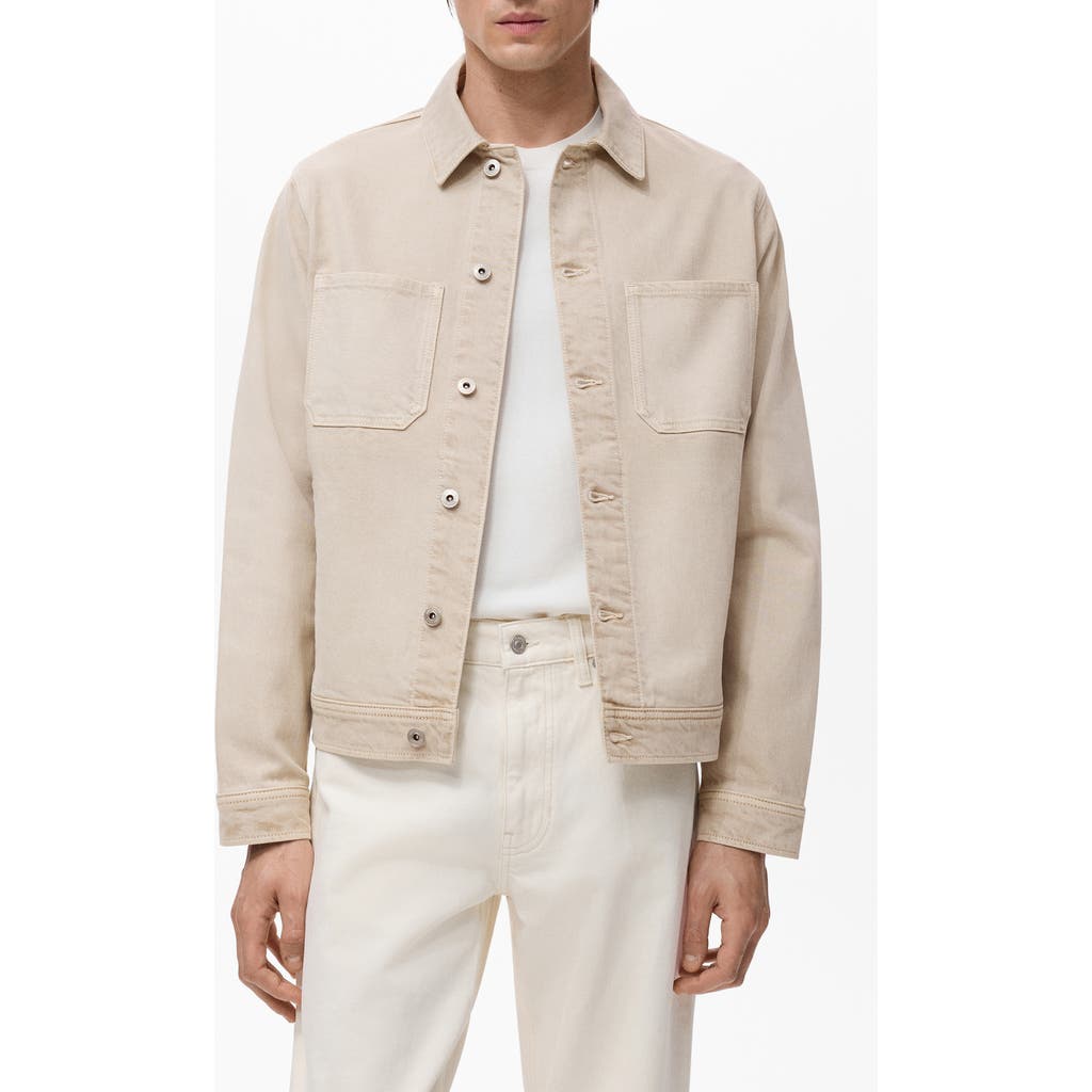 Mango Slim Fit Denim Workwear Jacket In Neutral