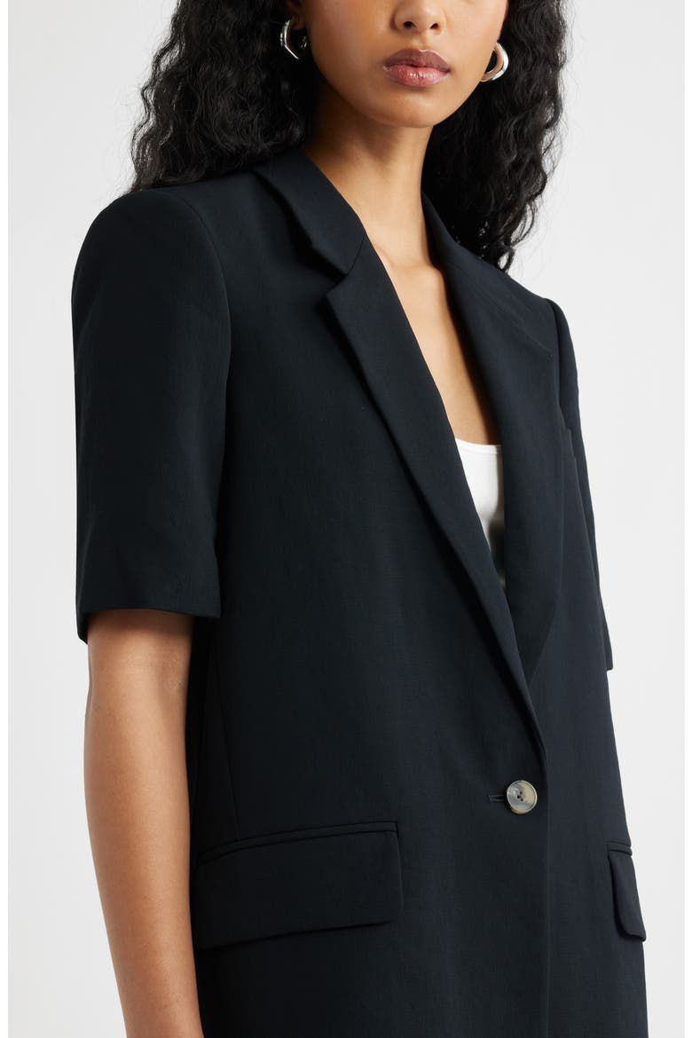 Curator Crepe Short Sleeve Blazer, Alternate, color, BLACK