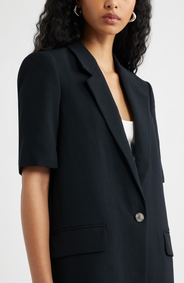 Open Edit Curator Short Sleeve Blazer, Alternate, color, Black