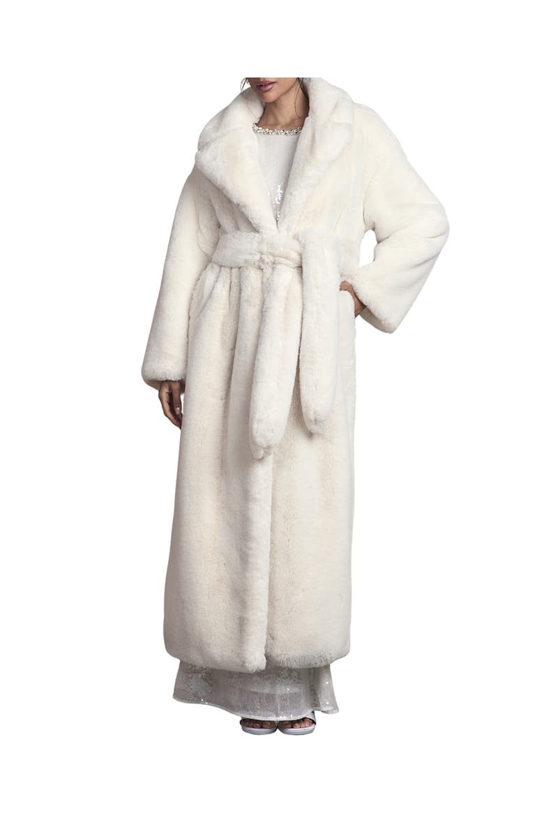 Coast Occasion Belted Longline Fur Coat, Main, color, Ivory