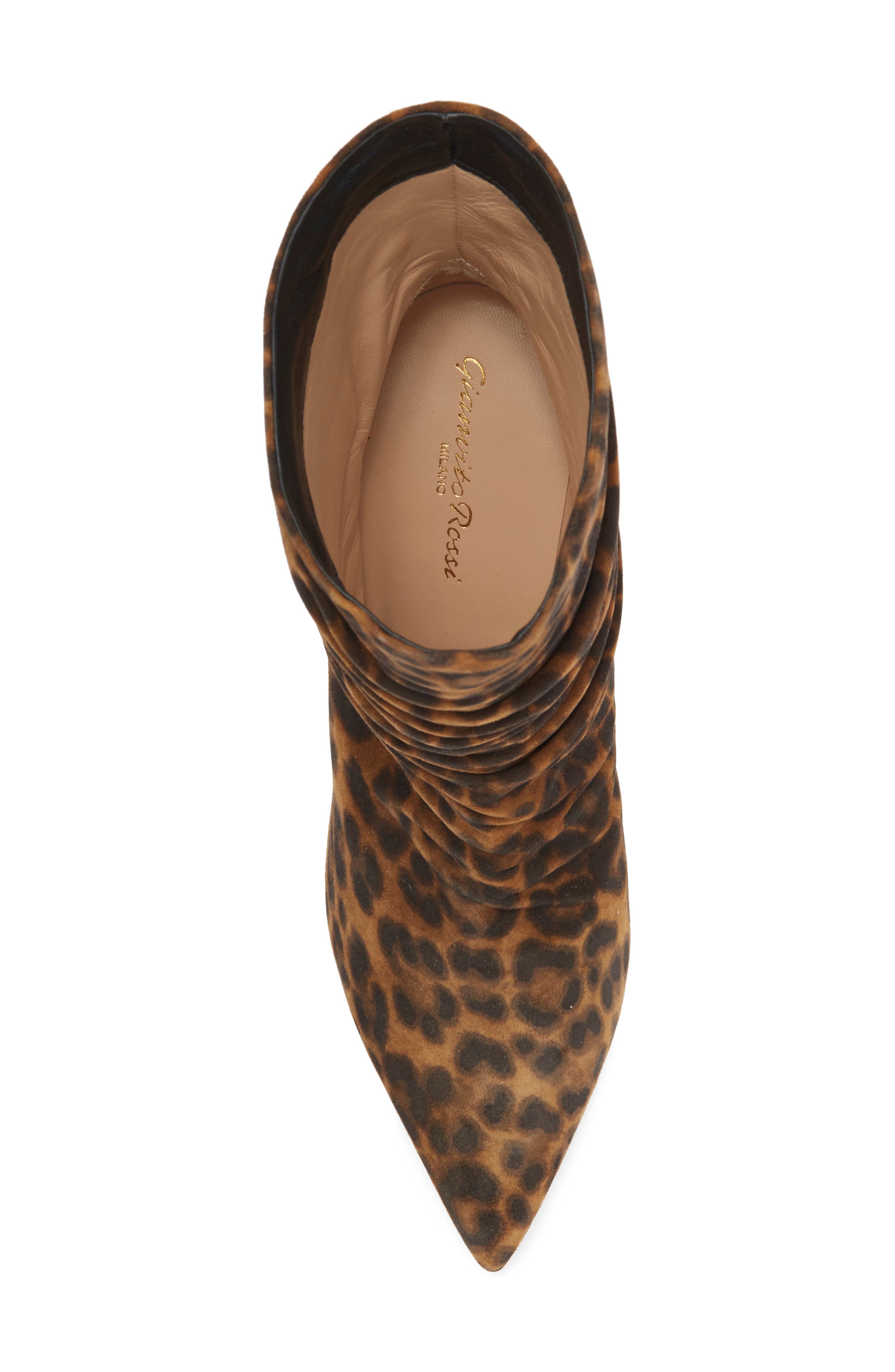 Gianvito Rossi Ruched Leopard Print Bootie, Alternate, color, 