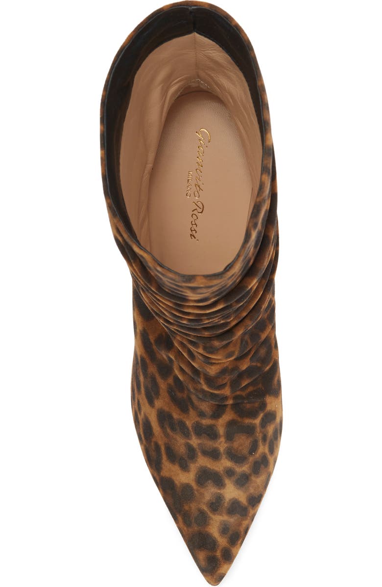 Gianvito Rossi Ruched Leopard Print Bootie, Alternate, color,