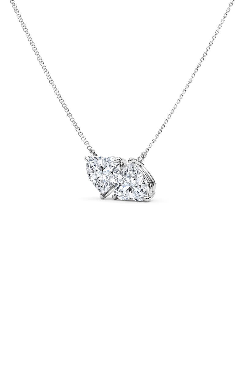HauteCarat Lab Grown Diamond Twin Heart Pendant Necklace, Alternate, color, 