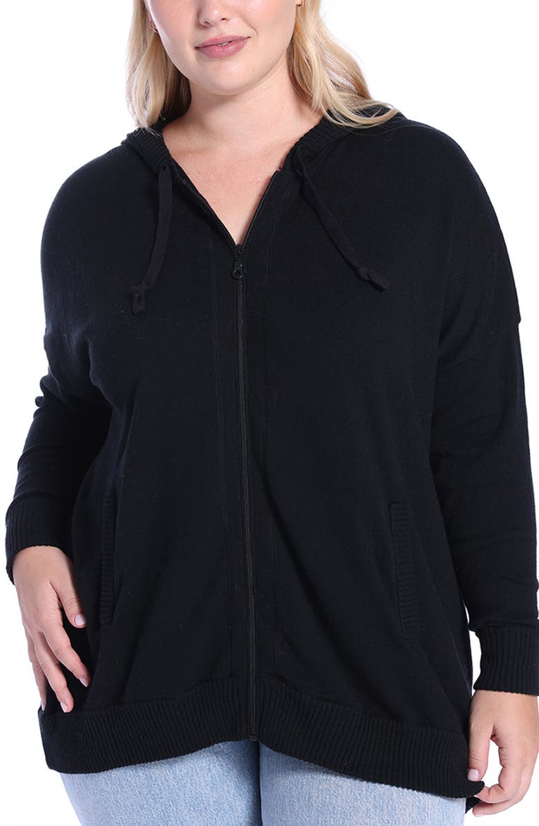 MINNIE ROSE Cashmere Zip Hoodie Jacket, Main, color, Black
