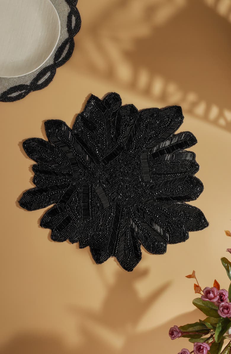 Tiramisu The Obsidian Bloom Beaded Charger, Alternate, color, Black