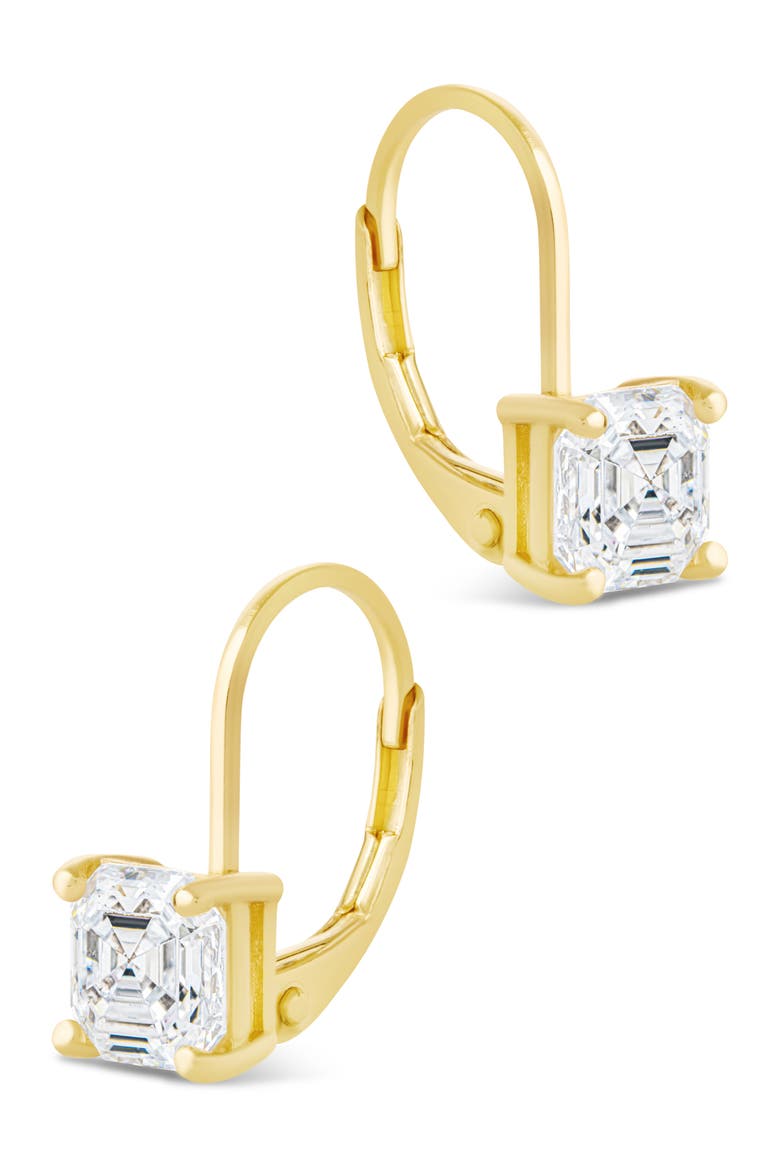 Princess Cut Cubic Zirconia Lever-Back Earrings, Alternate, color, GOLD