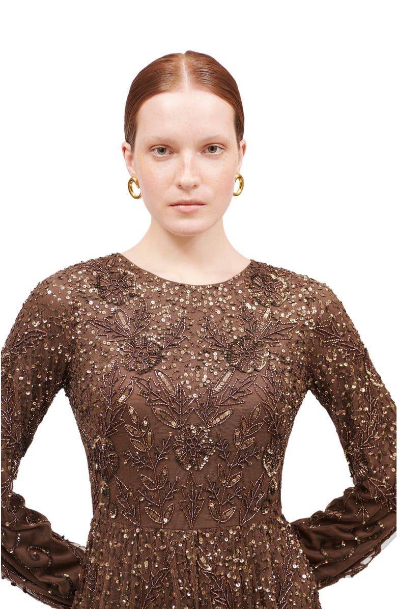 MARYISA Modest Embellished Sequin Beaded A-Line Maxi Dress, Alternate, color,