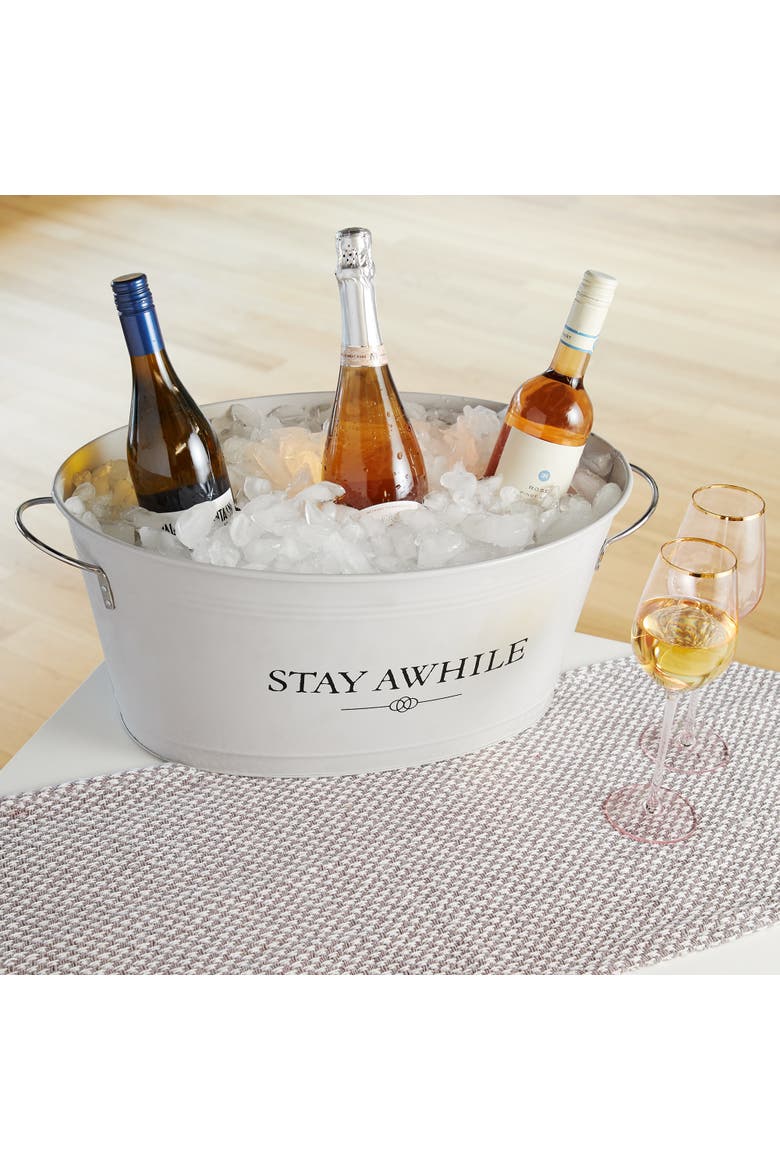 Stay Awhile Metal Beverage Tub, Alternate, color, Grey