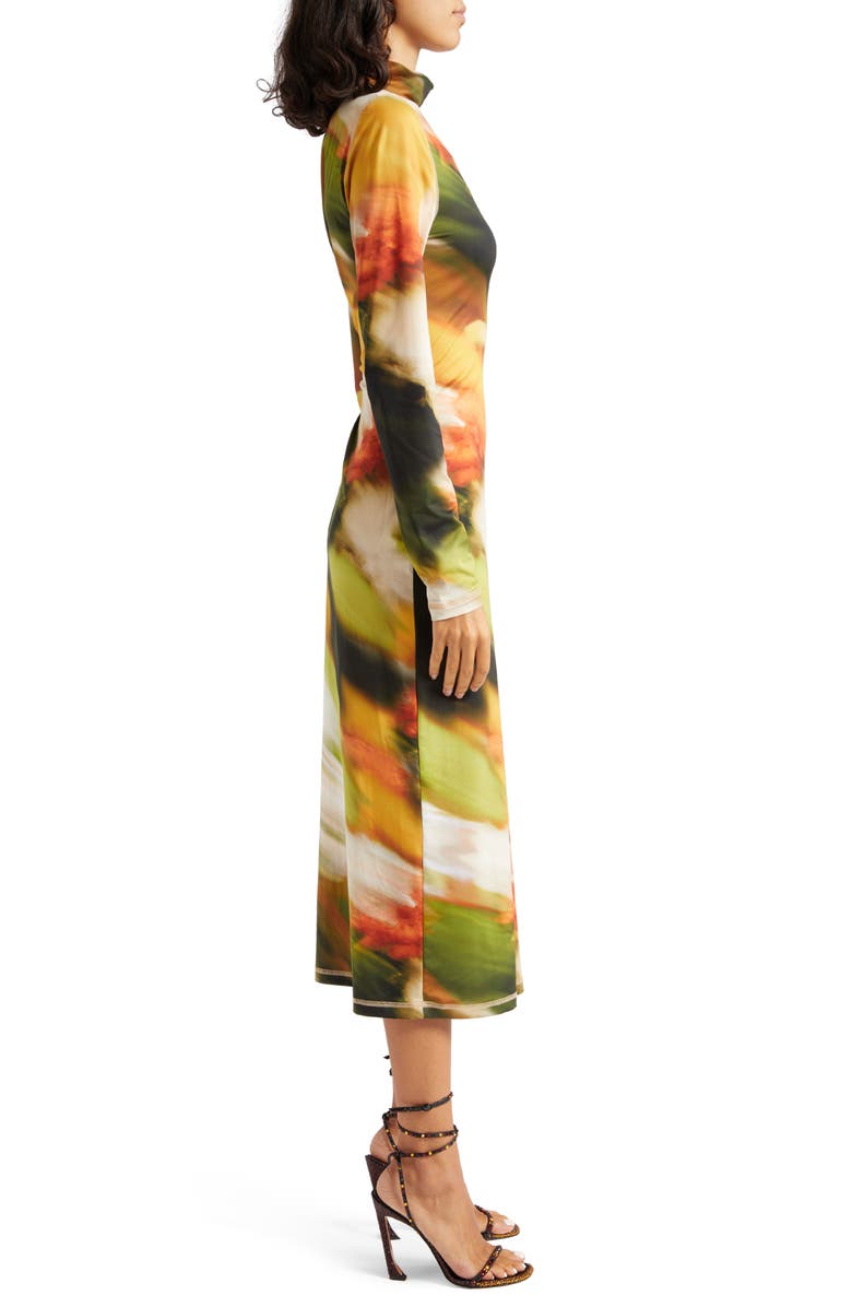 Stine Goya Jessie Abstract Floral Long Sleeve Knit Midi Dress, Alternate, color,