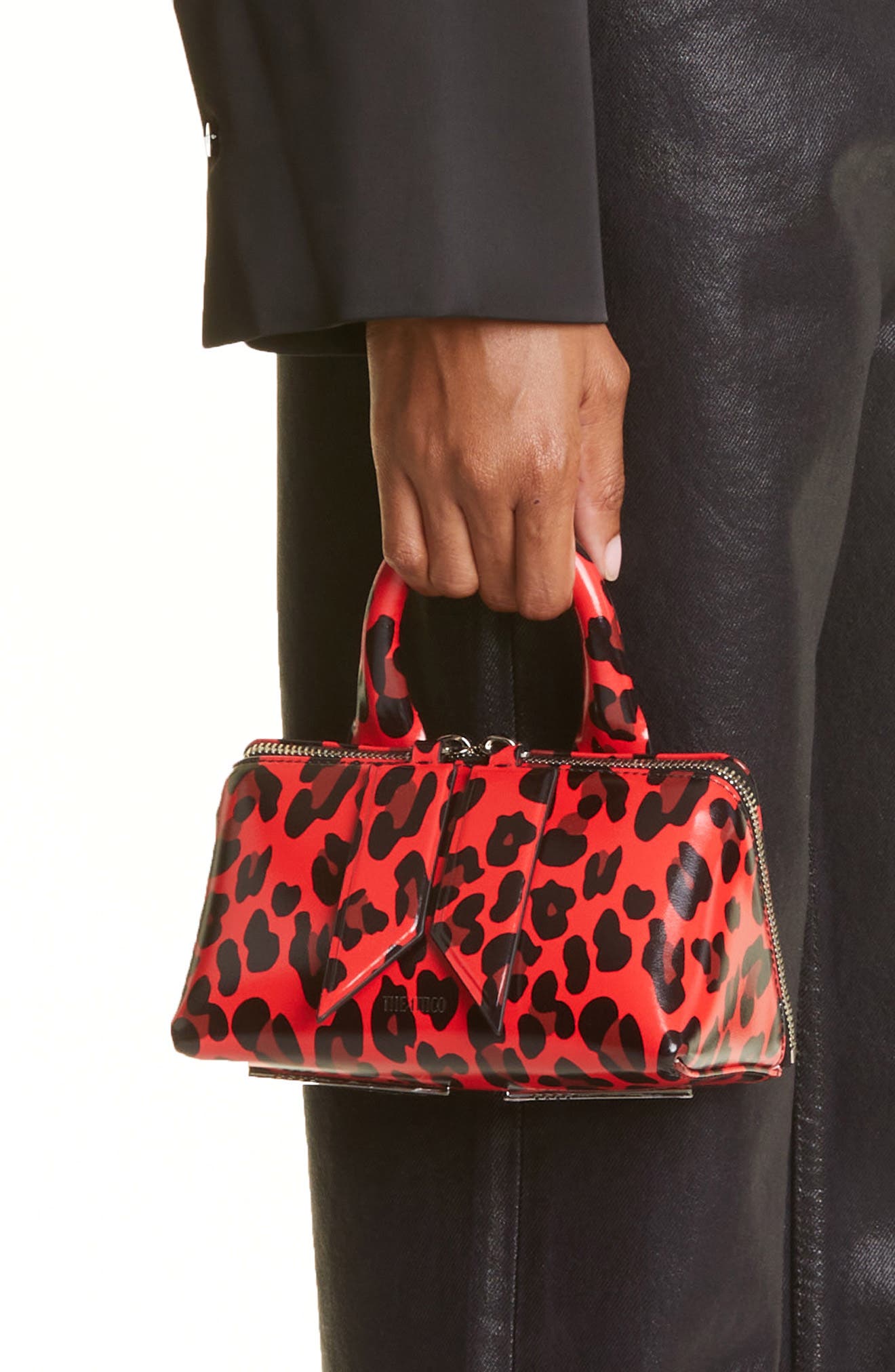 The Attico Friday Leopard Print Leather Convertible Crossbody Bag, Alternate, color, 