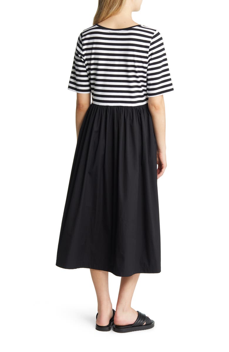 Nordstrom Mixed Media V-Neck Midi Dress, Alternate, color, 