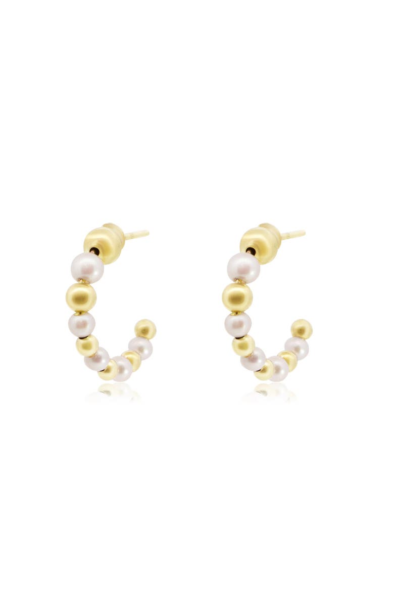 The Lovery Fine Jewelry Pearl and Gold Hoop Earrings, Alternate, color, Pearl