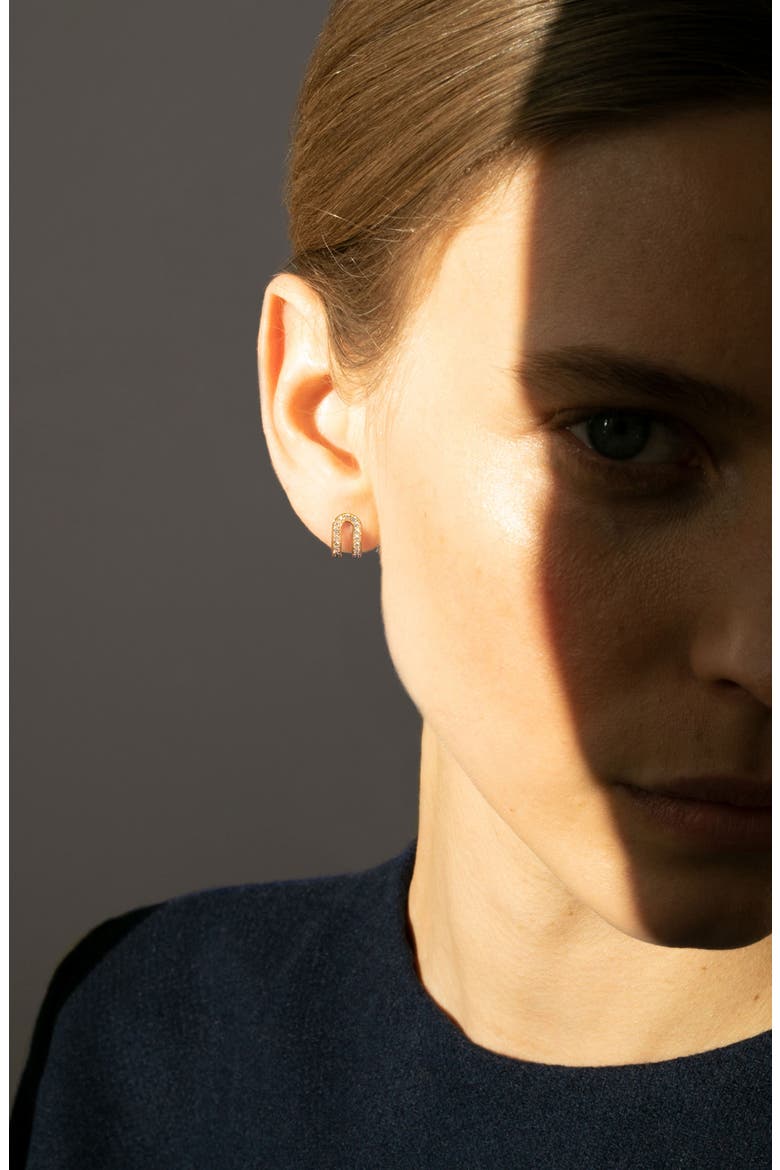 Medium Étreintes Lab Created Diamond Single Stud Earring, Alternate, color, 18K YELLOW GOLD/ LAB DIAMONDS