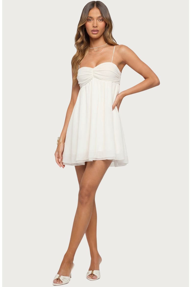 Ariellah Chiffon Babydoll Minidress, Alternate, color, WHITE