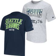 STARTER Men's Starter College Navy/Heather Gray Seattle Seahawks Two-Pack Logo T-Shirt Set