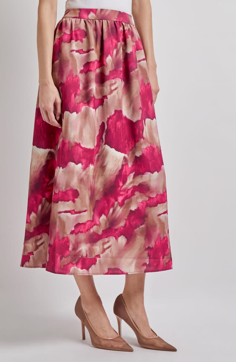 Misook Watercolor Print Midi Skirt, Alternate, color,
