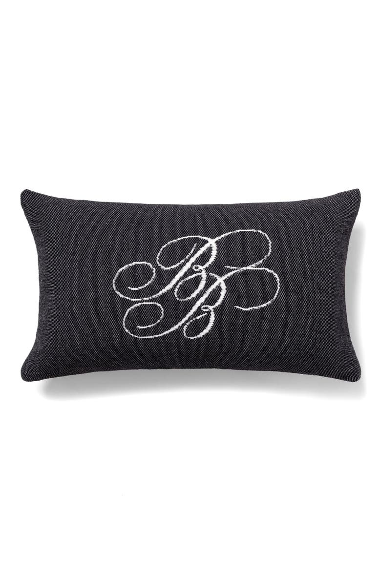 BB Monogram Decorative Lumbar Throw Pillow, Main, color, BLACK