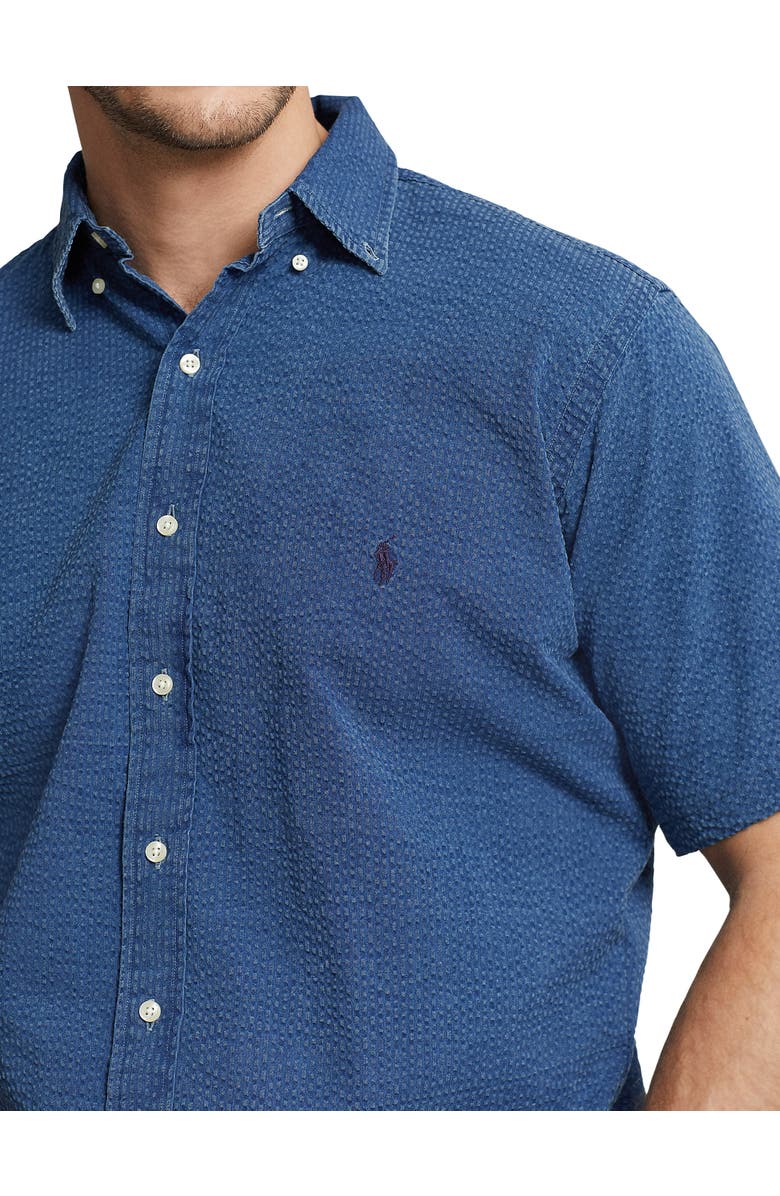 Polo Ralph Lauren Big & Tall Solid Seersucker Sport Shirt, Alternate, color, Dark Indigo