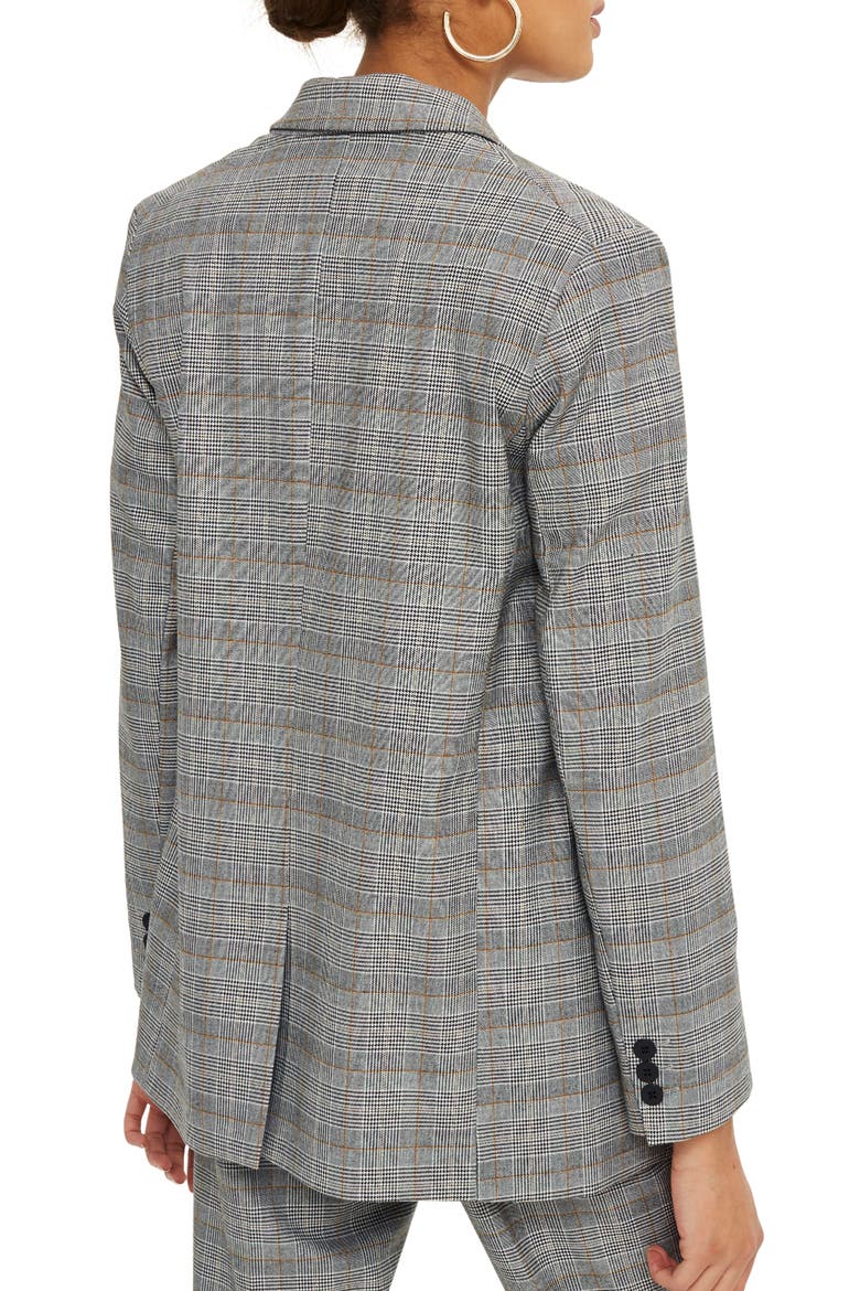 Double Breasted Check Jacket, Alternate, color, GREY MULTI