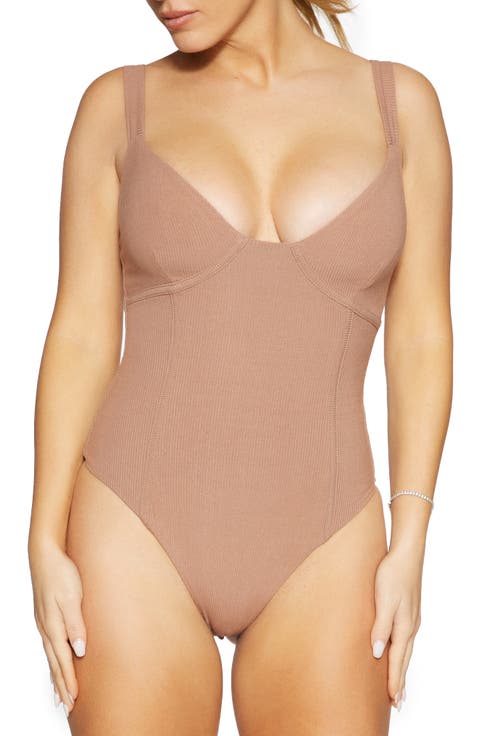 Faux Bustier Ribbed Bodysuit