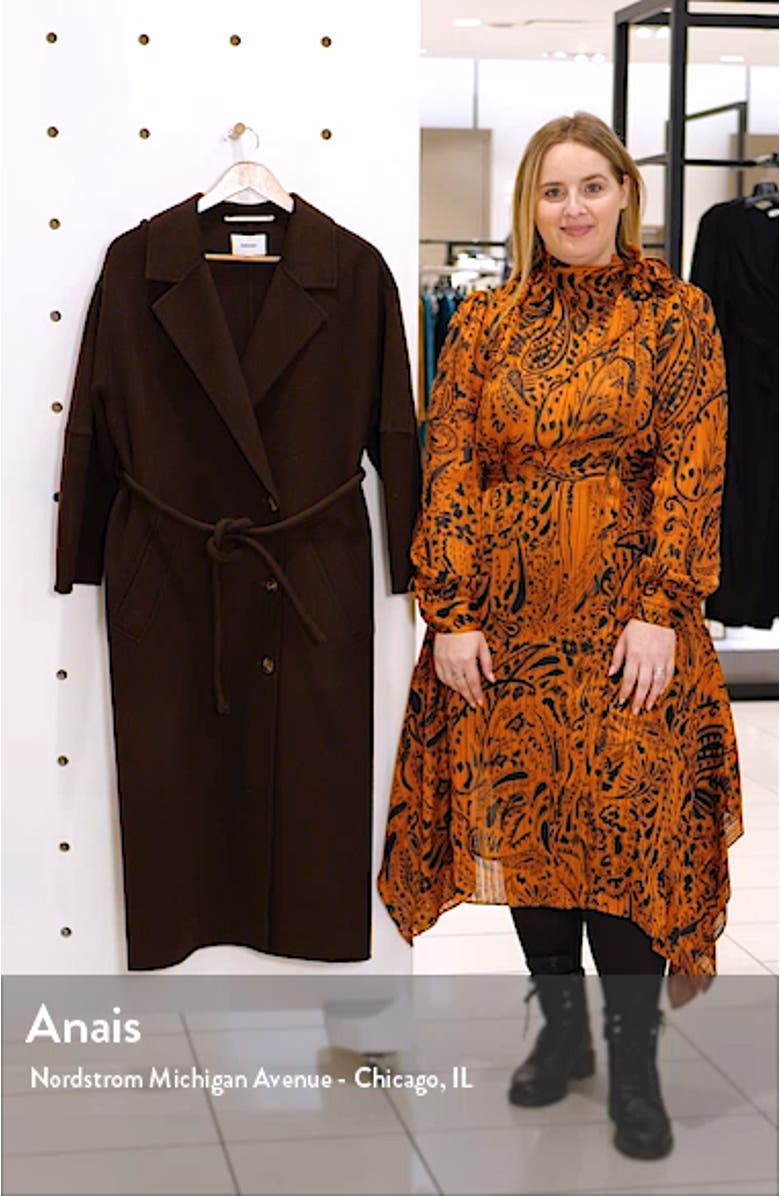 Loane Belted Double Face Wool & Silk Coat, sales video thumbnail