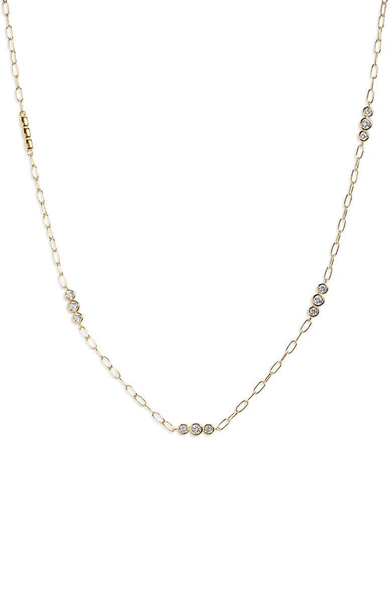 Argento Vivo Sterling Silver Cubic Zirconia Station Chain Necklace, Main, color,