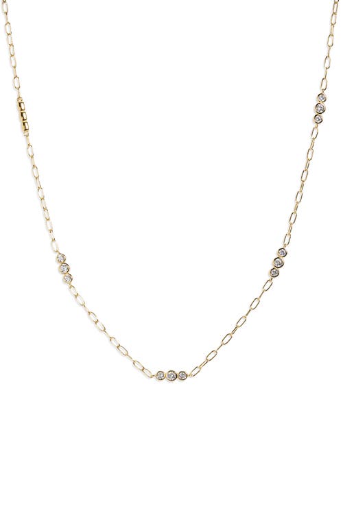 Argento Vivo Sterling Silver Cubic Zirconia Station Chain Necklace in Gold 