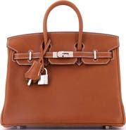 Pre-Owned Hermes Birkin Handbag Brown Barenia Faubourg With Palladium Hardware 25